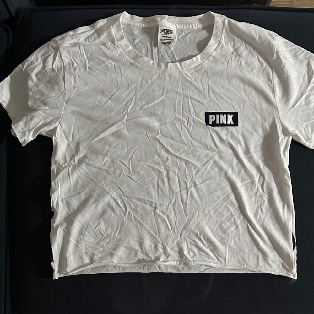 PINK Victoria's Secret White Short Sleeve CropTee